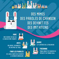 Des mimes, des paroles de chanson, des devinettes, des imitations...